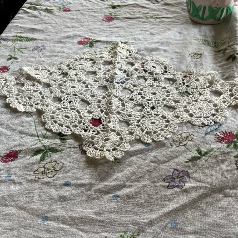 Vintage homemade cream doily